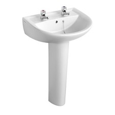 Armitage Shanks Sandringham 21 Basin with Full Pedestal 550mm Wide - 2 Tap Hole