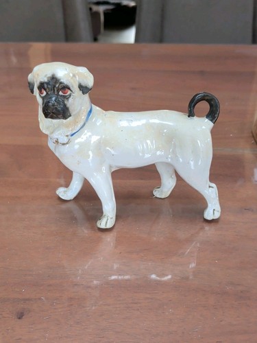 Antique staffordshire pug dog - staffordshire,
