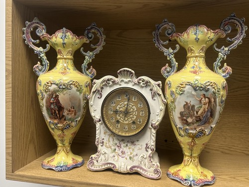 Antique porcelain mantel - mantel, clock