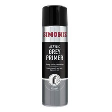 Simoniz Acrylic Grey Primer Spray Paint 500 mL Smooth Base Layer Aerosol Car