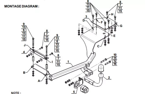 Swan neck tow - bar, for