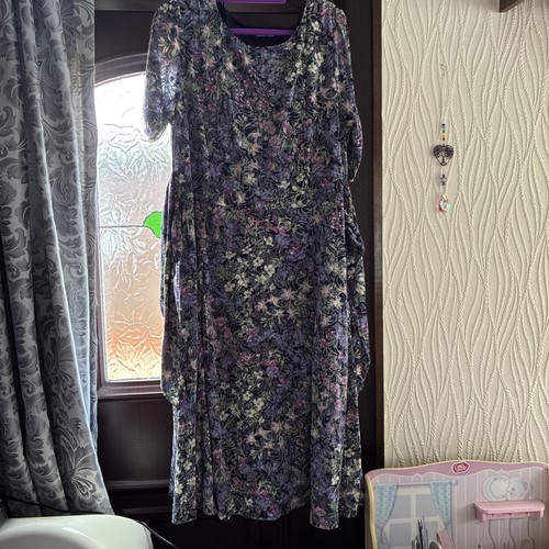 Purple floral dress - by, cotton
