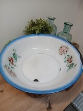 Large Vintage French Enamel Bowl, Kitchen And Home Decoration