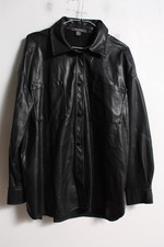 Primark Womens Faux Leather Jacket Shacket - Black - Size 12 (C20)