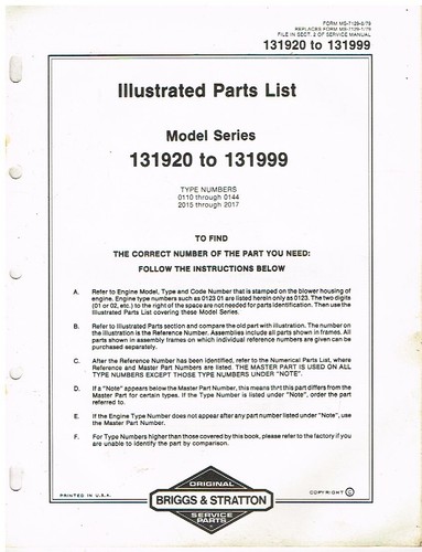 Briggs stratton cyl 131920 - stratton,