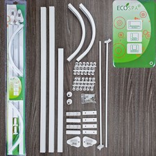 EcoSpa Shower Curtain Track Hanging Rail Pole Multi Shapes Chrome White Easy Fit