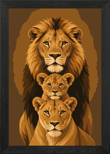 Lion family portrait framed - family,