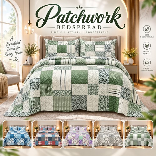 Quilted patchwork bedding - patchwork,