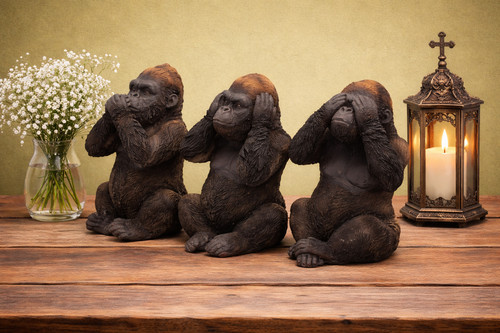 Three wise gorillas hear no - gorillas, |
