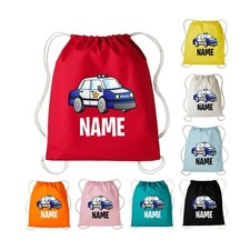Back to School Police Car PE Bag Personalised Name Gym School Unisex Kit Sack
