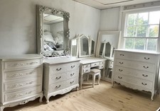 White French Ornate Bedroom Chest Of Drawers Dressing Table Mirrors - Will Split