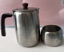 Vintage Old Hall England Teapot 18/8 Stainless Steel 1¾pt + 9oz Sugar Bowl Rare