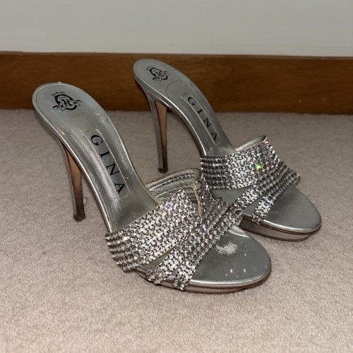 Gina silver rhinestone open - gina,