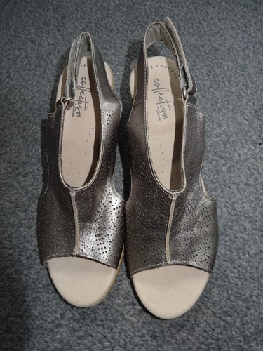 Clarks ladies pale gold - , wedged