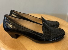 M&S Footglove Black Leather Shoes. Size 5/38 Snakeskin Pattern