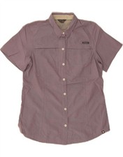 EDDIE BAUER Womens Short Sleeve Shirt UK 10 Small Purple Gingham Polyester DC57