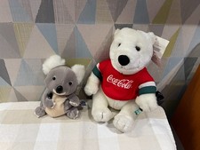 2 X Plush Coca Cola Soft Toys Bear & Koala
