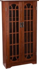 Window Pane Media Cabinet Oak