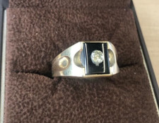 Mens Diamond Signet Ring 10K