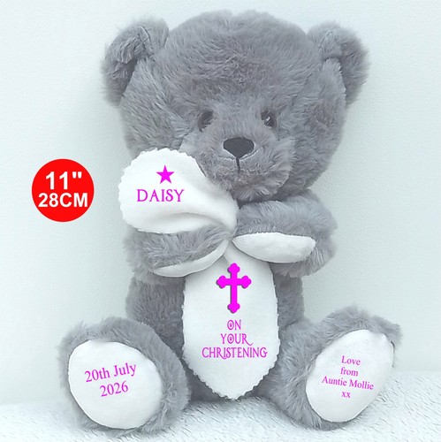 28cm personalised grey teddy - ,