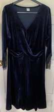 Cotton Traders Womens Navy Dress Polyester Size 16 V-Neck Pullover Lace Detail