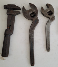 3 x antique vintage mechanical adjustable wrench spanners hand tools