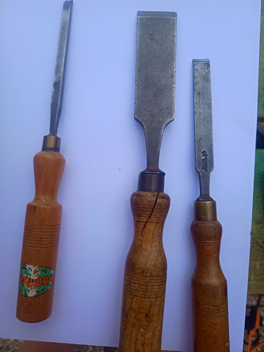 Vintage wood chisels with - vintage, x3