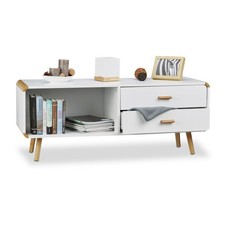 Rounded sideboard, sideboard, side cabinet, lowboard, TV bench, dresser White