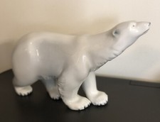 Rare Royal Dux Bohemia Large Porcelain White Polar Bear Hand Painted Check