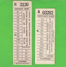 Sheffield Transport & JOC - 2 Emergency Bus Tickets - £sd & Decimal: c.1960s/70s