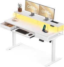 Electric Standing Desk Height Adjustable Table 140x54cm 2 Drawers Keyboard Tray