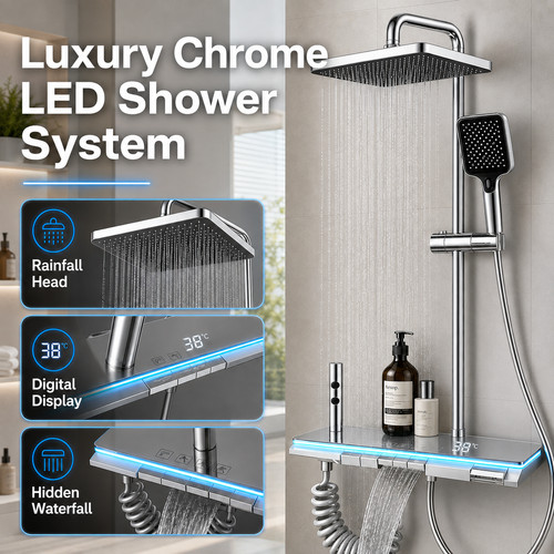 Chrome led digital rainfall - chrome,