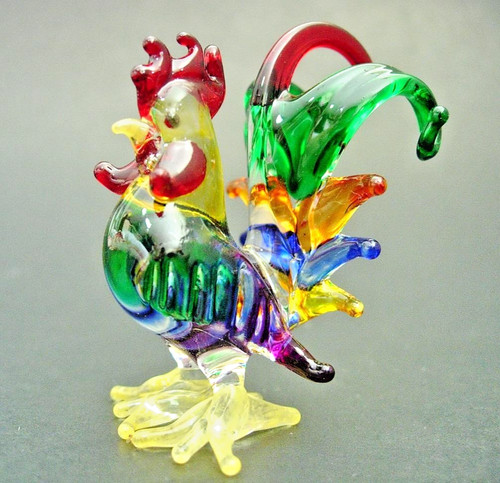 Glass cockerel figurine home - glass,