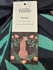 BNWT Leopard Design Print Throw Blanket Green & Black  150 X120 Cm Home Decor