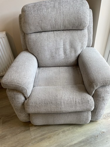 Grey fabric reclining recliner - fabric,