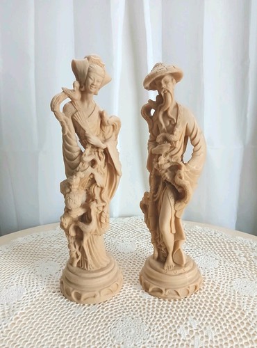 Vintage asian pair carved - pair,