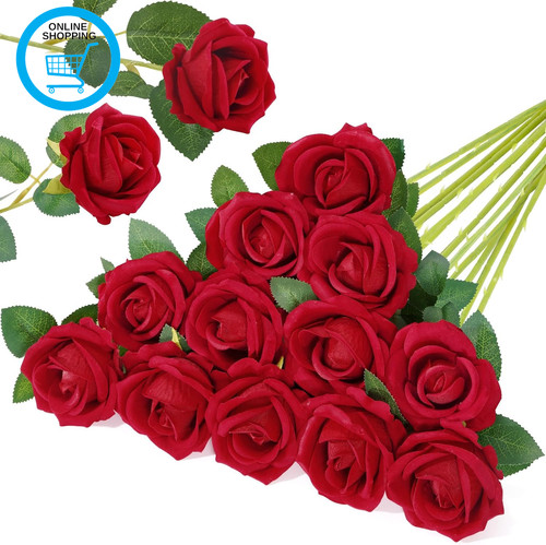 Pcs red artificial roses - 12,