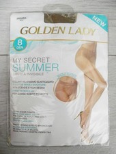 LAST 1! Golden Lady 'My Secret Summer' Large Sheer 8 Denier Seamless Tights Tan