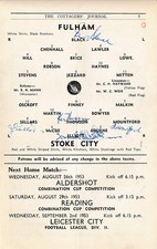 SIGNED PROGRAMME - Fulham v Stoke City 1953/1954 - NINE AUTOGRAPHS