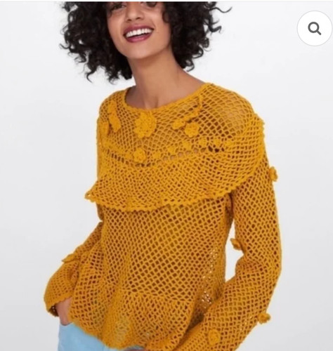Zara mustard crochet - mustard, ruffle