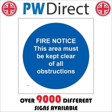SIGN Fire notice area must be