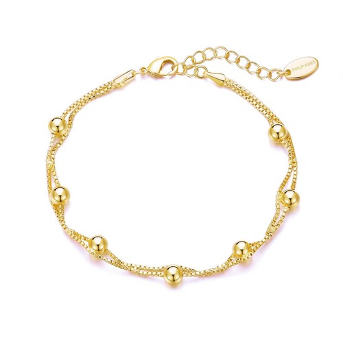 18k gold plated ball bracelet - gold,