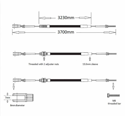 Handbrake cable for thwaites