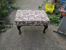 Vintage Retro FOOTSTOOL Tapestry Floral Fabric Queen Ann Legs  By Swanglen