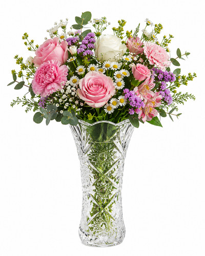 Clear heavy glass flower - glass, vase