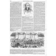 Meeting of the Temperance Society at Exeter Hall London - Antique Print 1845