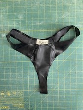 Skimpy Latex Rubber fetish wear lingerie Thong black 10