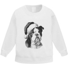 'English Bulldog Wearing Santa
