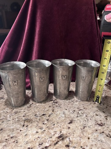 Set vintage pewter cups - ,