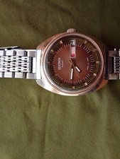 Sekonda 21 Jewels Watch Gold Tourneur Barrel Case Brown/Bronze Dial Working